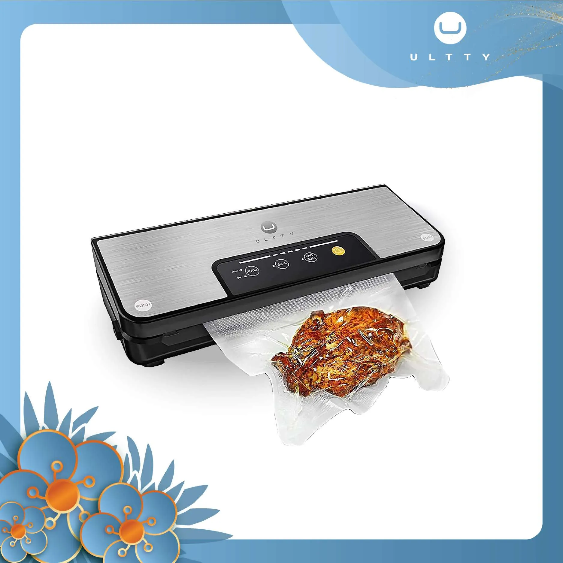 ULTTY VS6602 Scellant sous vide alimentaire pour la maison, haute performance d'aspiration, temps d'aspiration seulement 8 à 10 s