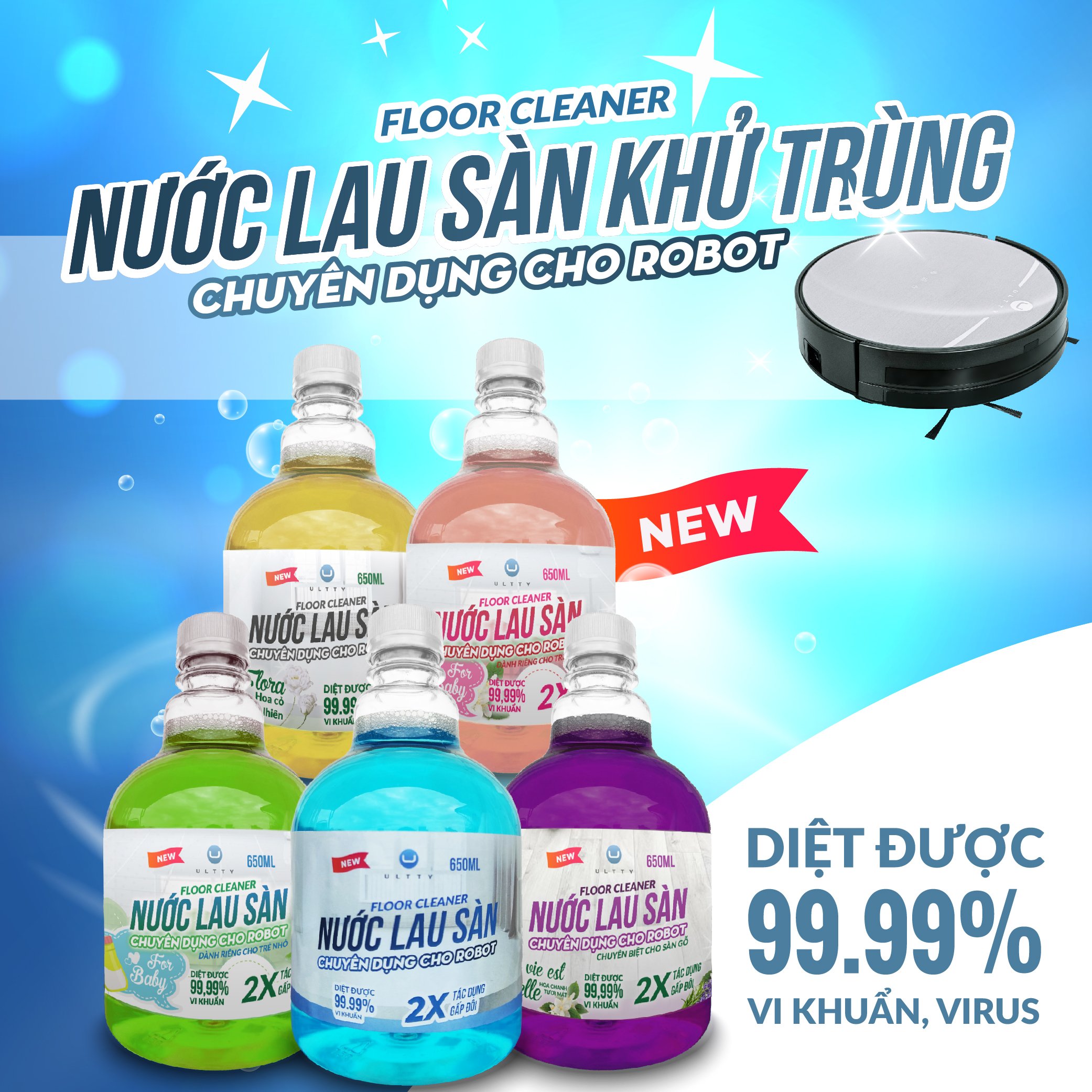 Nước lau sàn khử khuẩn chuyên dụng cho Robot Ultty